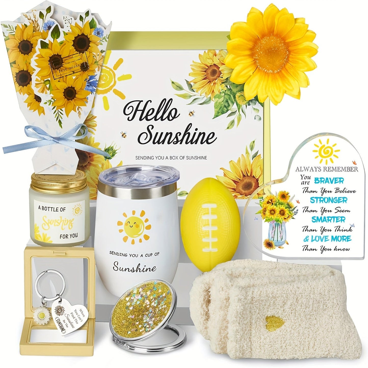 Sunflower Cup Set-Gift for Women, Get Well Soon, Birthday, Valentine's, Graduation, and Friendship, Unique, Thoughtful. Free Shipping