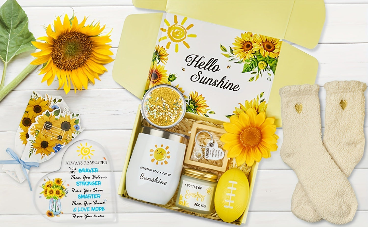 Sunflower Cup Set-Gift for Women, Get Well Soon, Birthday, Valentine's, Graduation, and Friendship, Unique, Thoughtful. Free Shipping