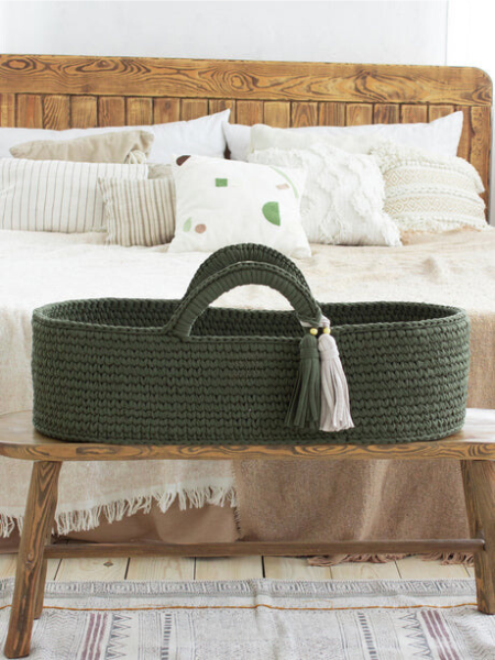 Avyanna: Eco-Friendly Handwoven Baby Moses basket standard Bassinet - Organic, Natural, and Safe for Newborns