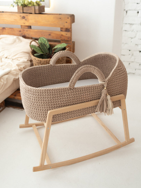 Sakina: Eco-Friendly Handwoven Baby Moses basket with round hood Bassinet - Organic, Natural, and Safe for Newborns