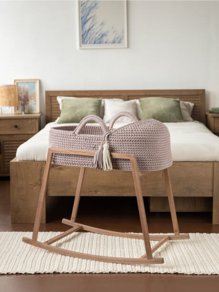 Sakina: Eco-Friendly Handwoven Baby Moses basket with round hood Bassinet - Organic, Natural, and Safe for Newborns