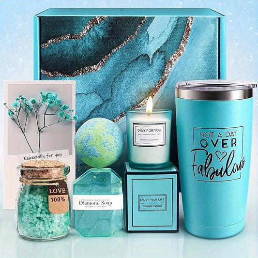 Luxurious Spa Gift Set with Bath Bomb, Bath Salt, Soap Bar and Candles. Perfect Mother's Day or Birthday Gift for Best Friend. Free Shipping