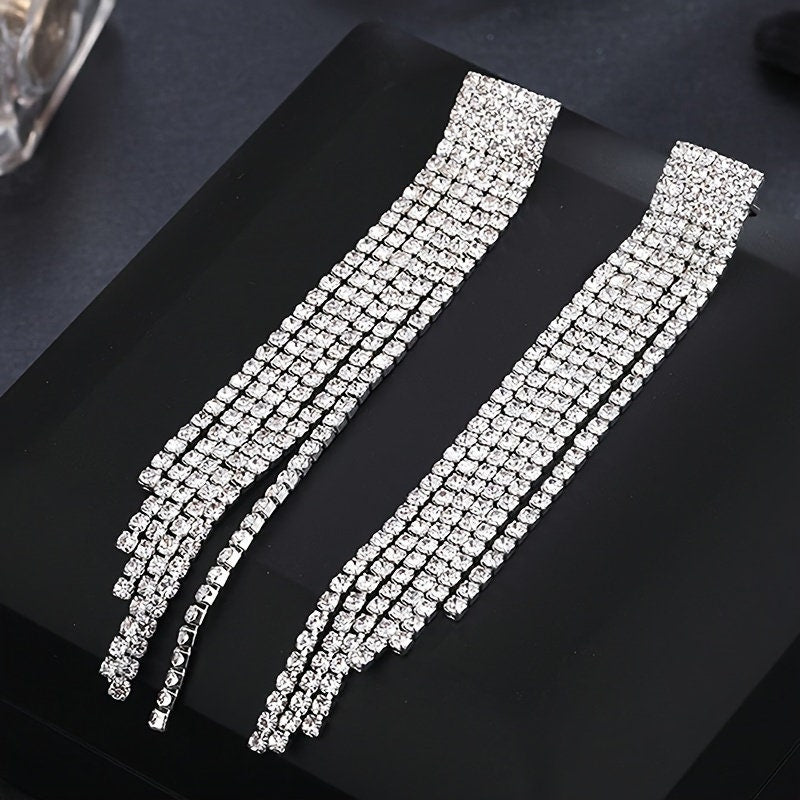 Elegant 4 piece Elegant Rhinestone Evening Bag Set with Matching Jewelry - Perfect for Weddings, Carnivals, Dates and Music Festivals
