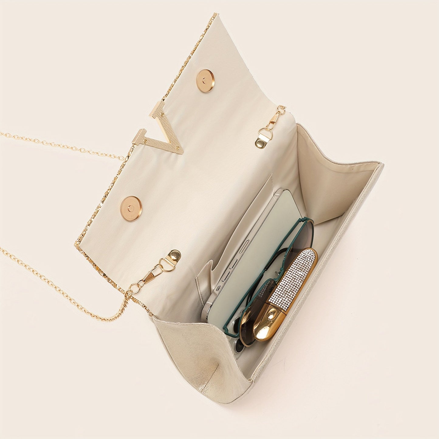 Stylish 4pcs/set Sparkling Envelope Clutch Bag with Rhinestone Accents - Perfect for Formal Events, Date night and Special Occasions