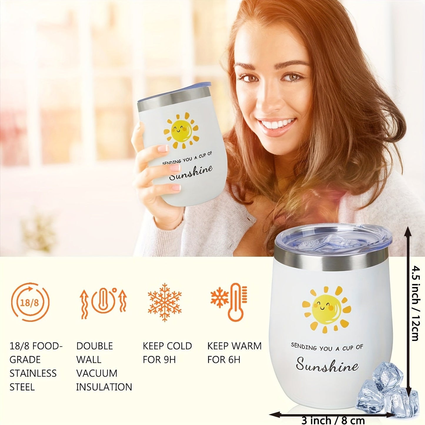 Sunflower Cup Set-Gift for Women, Get Well Soon, Birthday, Valentine's, Graduation, and Friendship, Unique, Thoughtful. Free Shipping